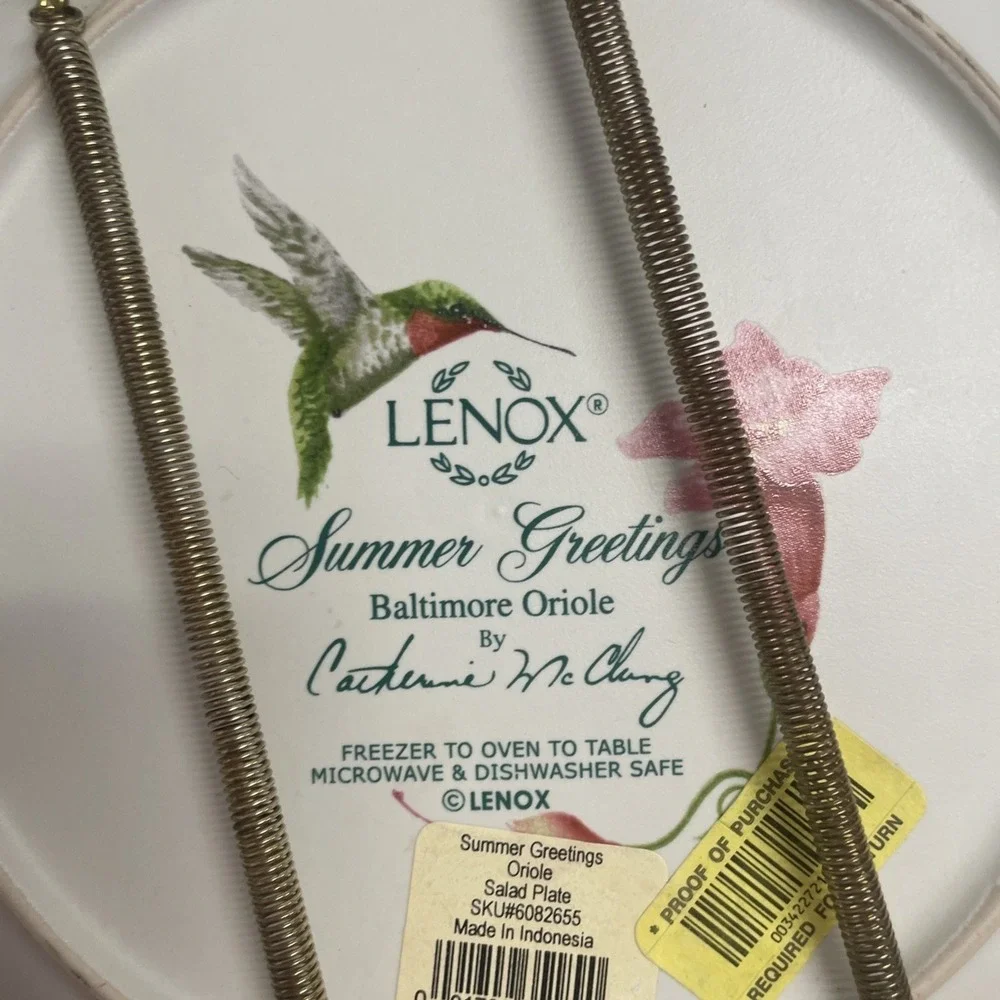 Lenox Summer Greetings Baltimore Oriole Salad Plate Catherine McClung 8 inch